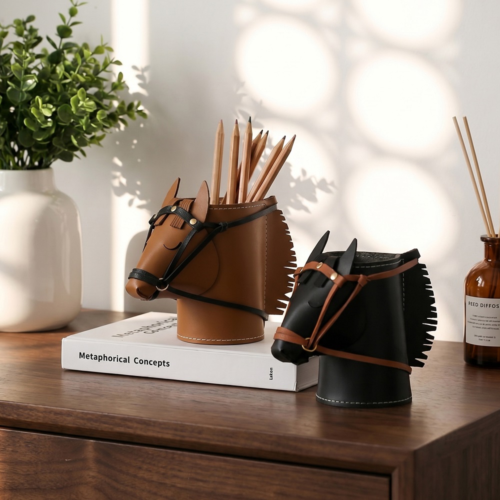 Luxury Skincare Accessories - Luxury Leather Horse-head Storage Box Bedroom