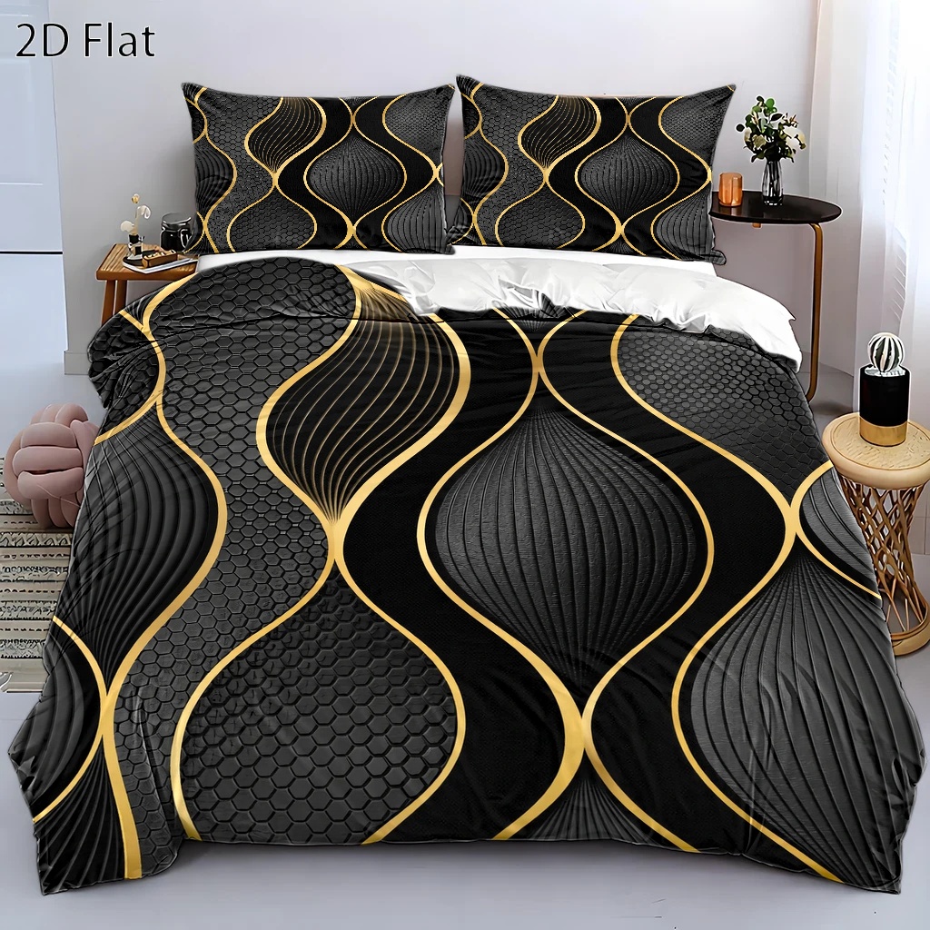 Luxury Skincare Gift Set - 3Pc Luxury Black and Gold Ripple